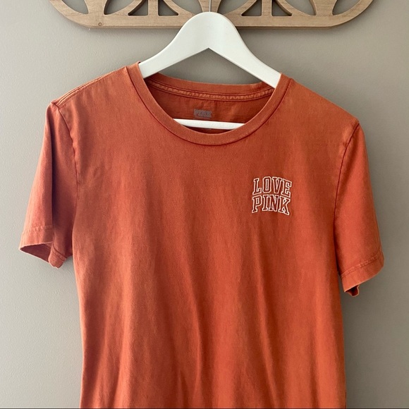 PINK Victoria's Secret Oversized Tee Shirt Orange Sz XS - Picture 2 of 10